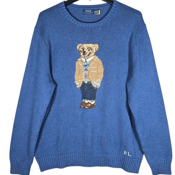 Polo Ralph Lauren Sweater Mens 2XLT Iconic Bear Preppy Fair Isle Sportcoat Watch - Picture 1 of 15
